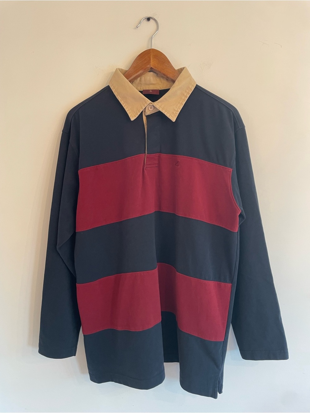 Red and Navy 100% Cotton Rugby Polo Shirt